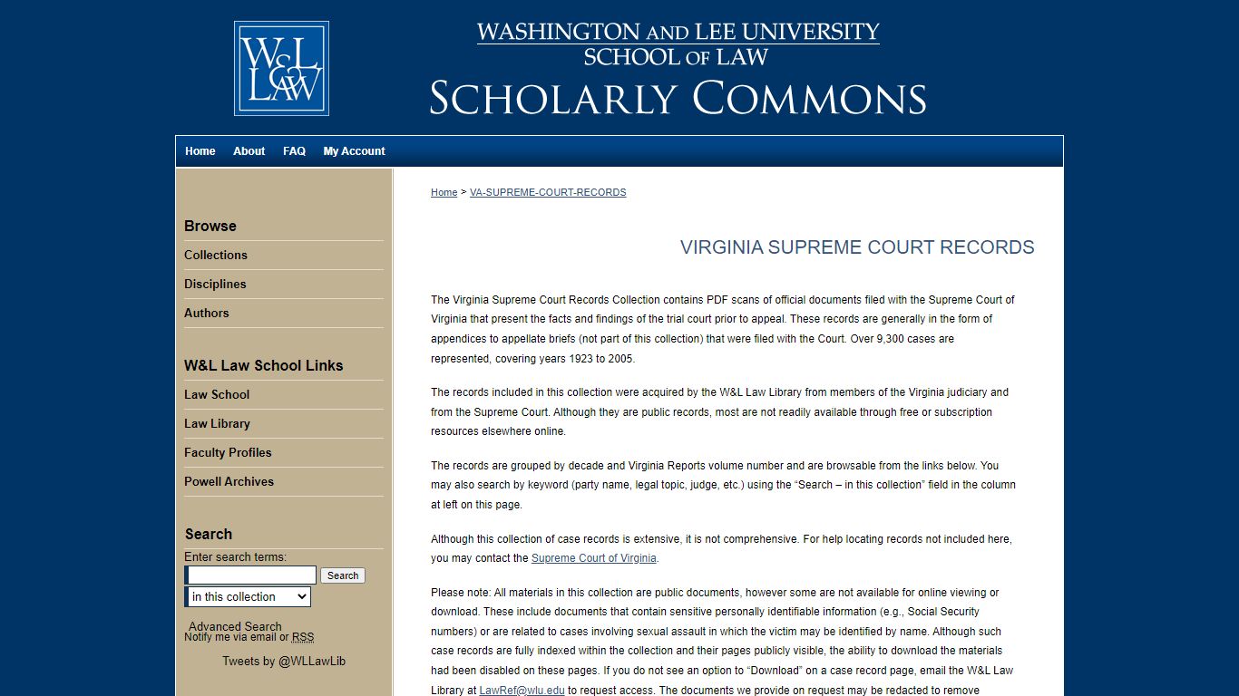 Virginia Supreme Court Records - Washington and Lee University